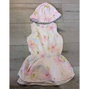 2 Piece Wendy Bellissimo Pink Muslin Floral Dress + Hat 24 Months